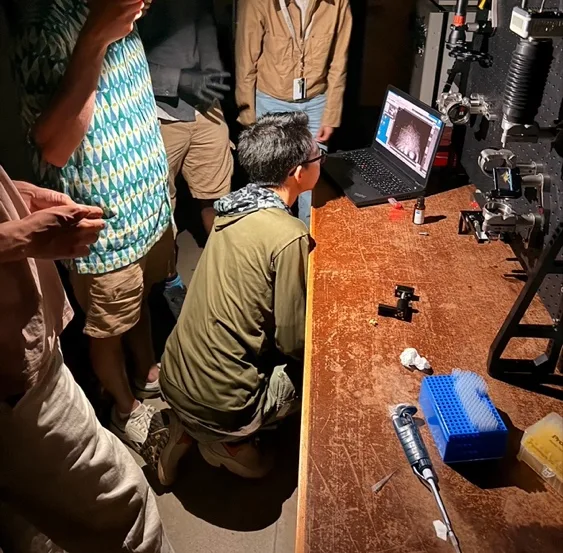 our home-built TIRF (right image)